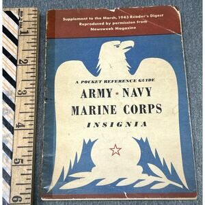 Vintage 1943 Readers Digest Pocket Reference Army Navy Marine Corps Insignia WW2